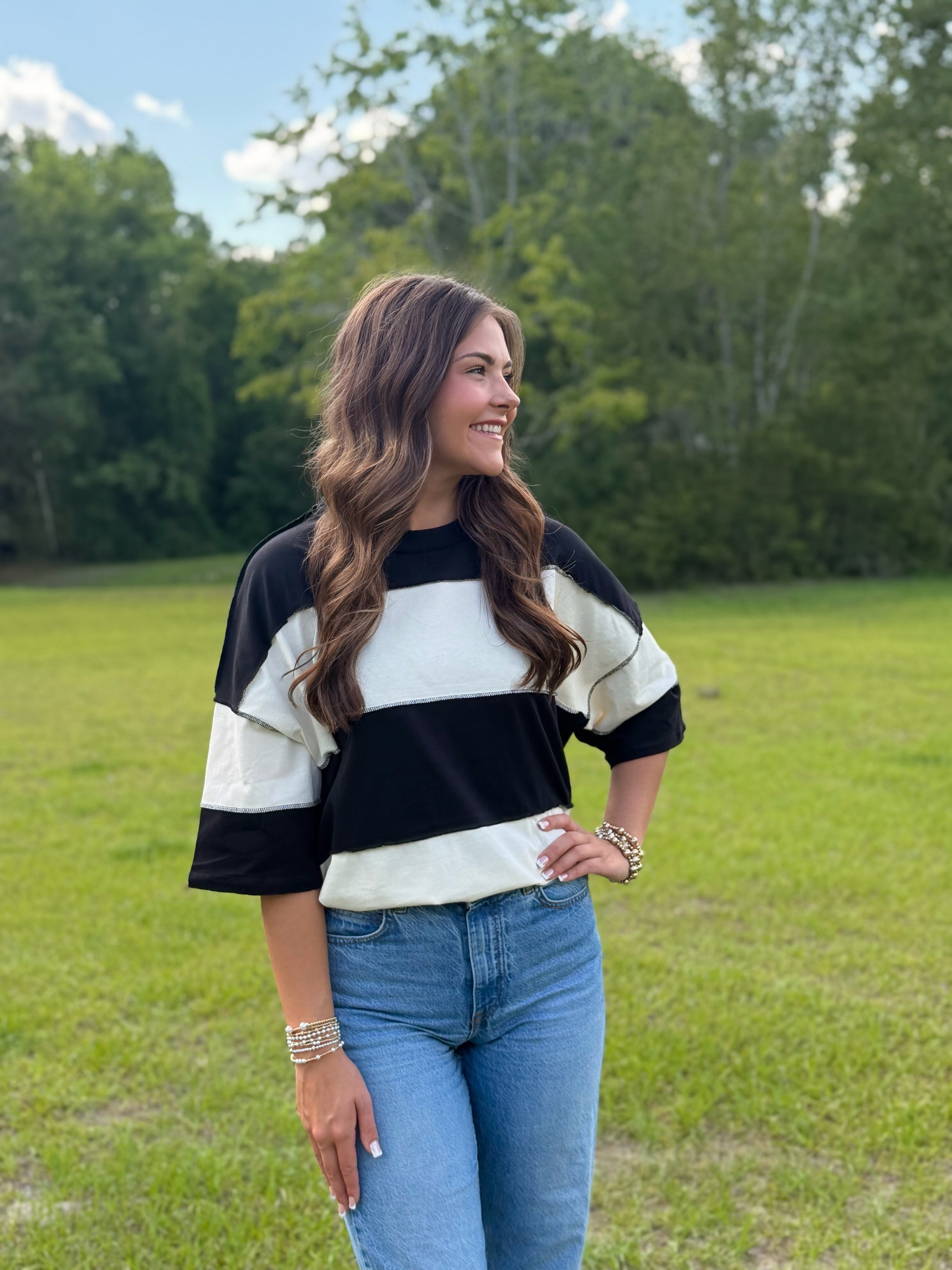 Polly Color Block Oversized Top