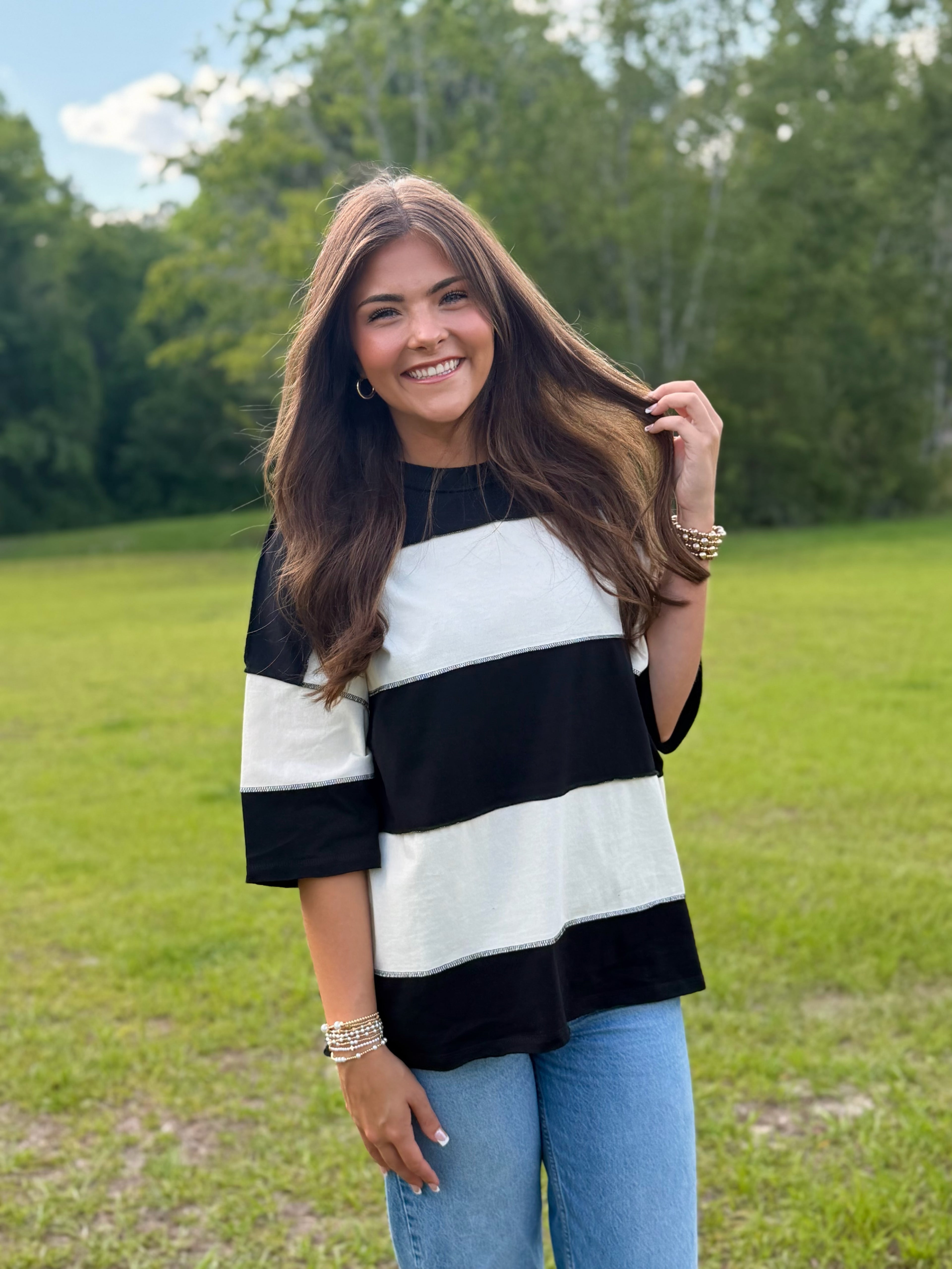 Polly Color Block Oversized Top