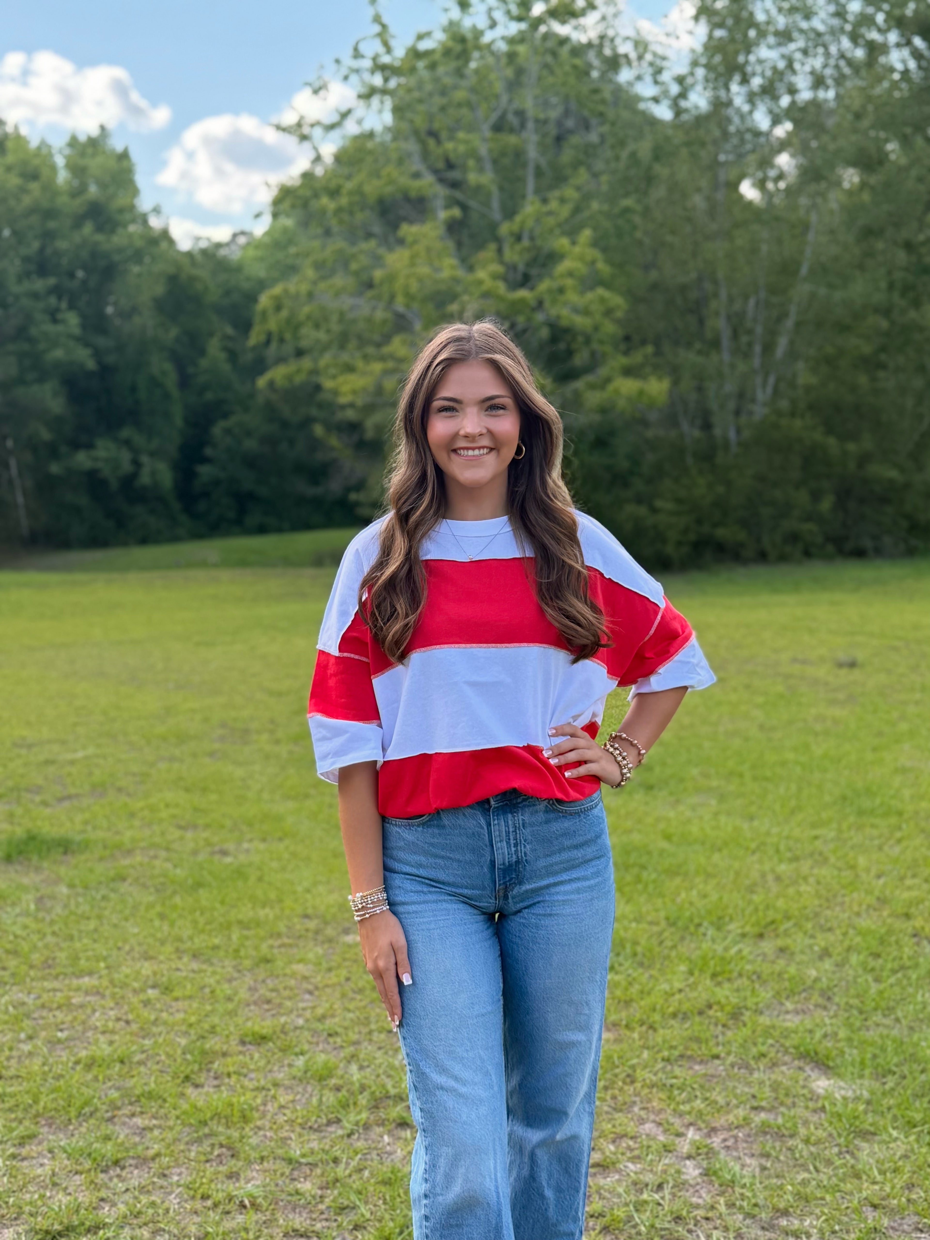 Polly Color Block Oversized Top