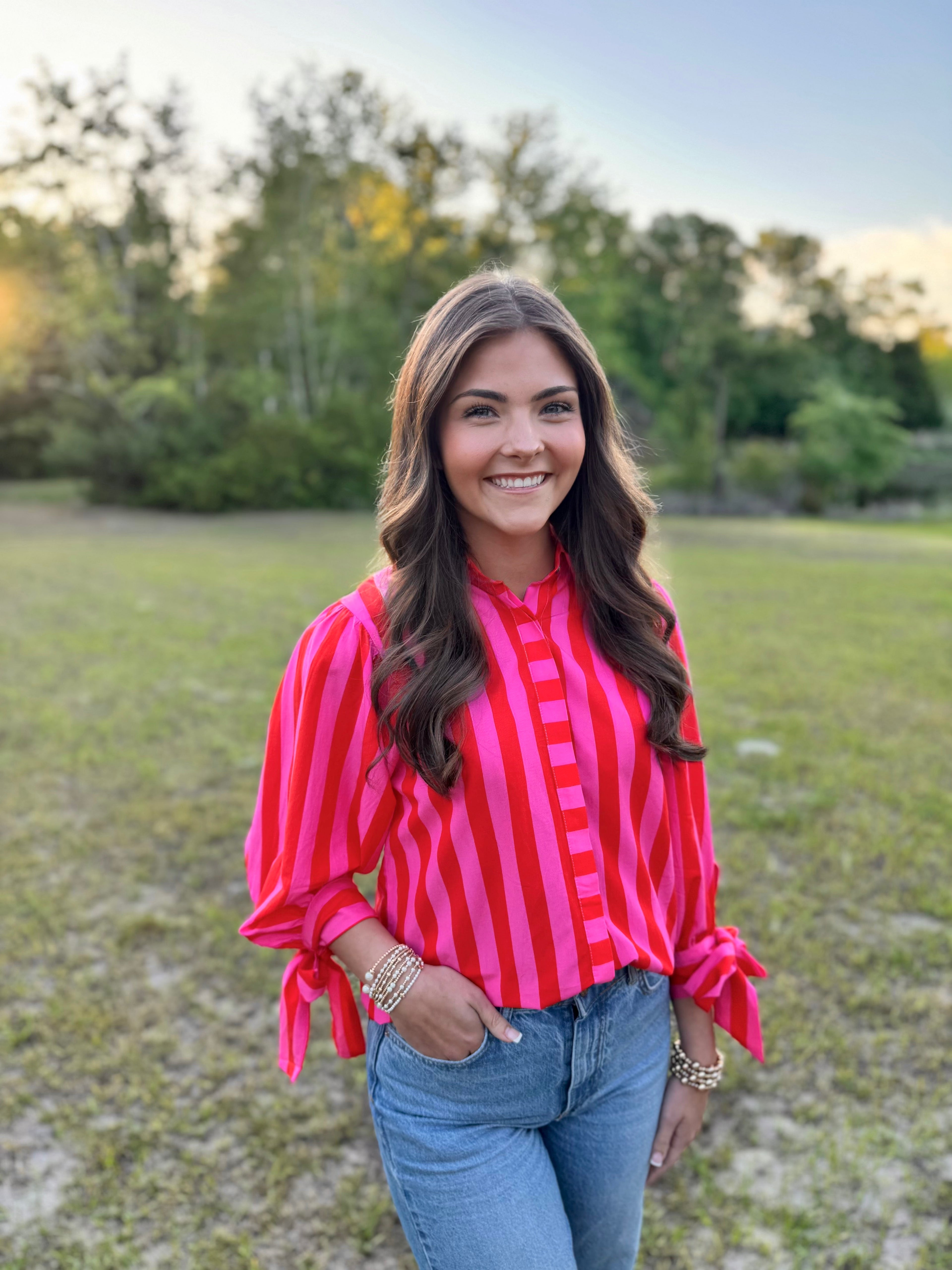 Striped Button Up Blouse